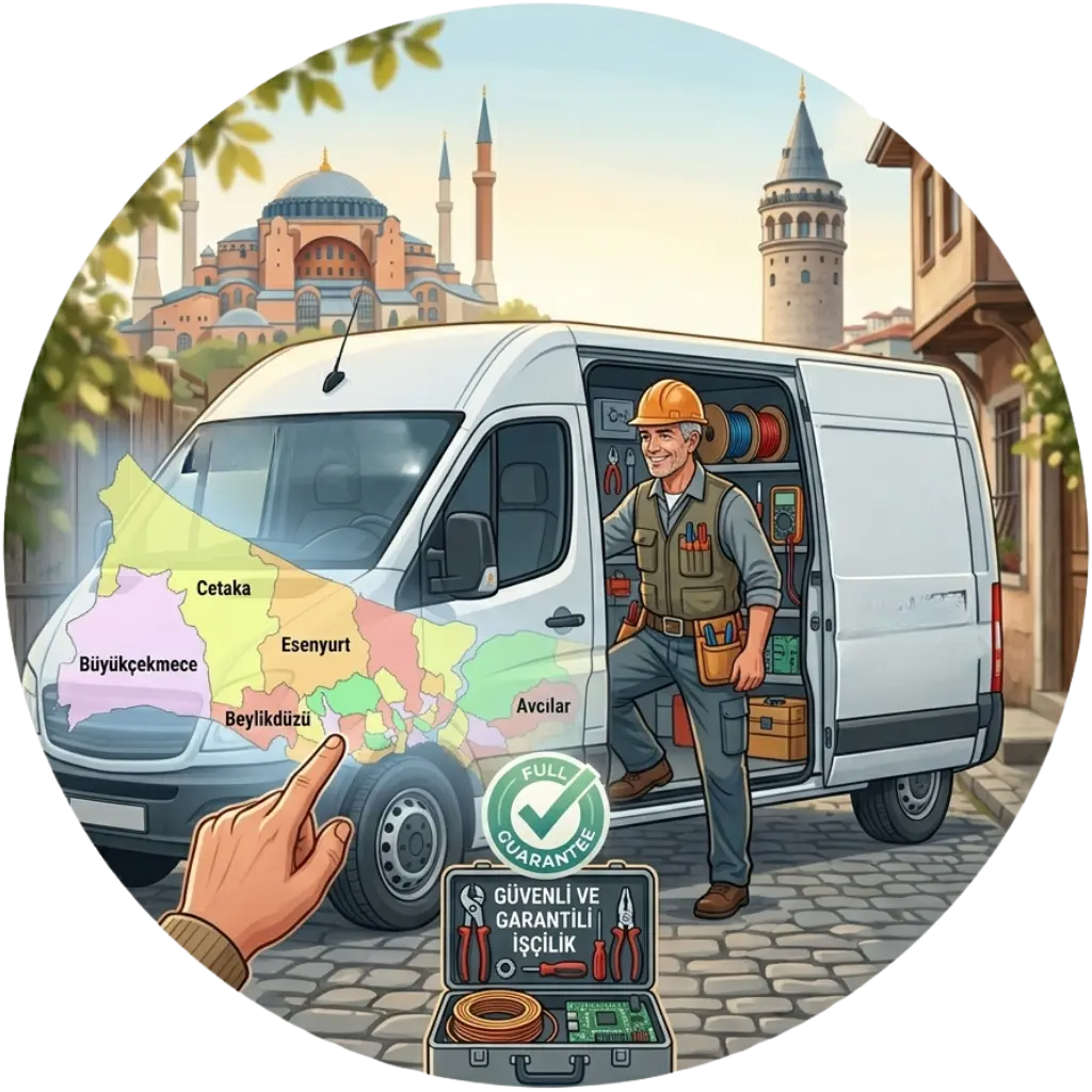 İstanbul Avrupa Yakası elektrikçi hizmet bölgeleri haritası ve mobil teknik servis aracı